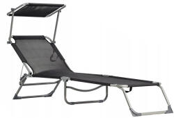 MultiGarden Napozóágy, MultiGarden ZRL007, fekete, 178 × 57 cm, összecsukható, napellenzővel, fémvázas kialakítás, állítható pozícióval, teherbírás: 150 kg (TF3559)