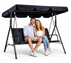 MultiGarden Kerti hintaágy, MultiGarden YIT-4006T-1, fekete, 172 x 151 x 112 cm, 3 személyes, acél váz, állítható napellenző, időjárásálló, textilén ülőfelület, teherbírás: 260 kg (TF5236)