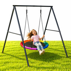 ECOTOYS Gyerek fészekhinta állvánnyal, ECOTOYS JSP-SW, 187 x 167 x 188 cm, fészekhinta átmérő: 100 cm, acél váz, időjárásálló, talajhorgonyokkal, teherbírás: 150 kg (TF5258)