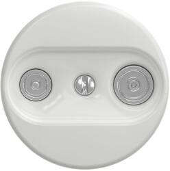 Reblig - Priză retro TV+Radio cu trecere, fără ramă, ceramică albă (RG0065)