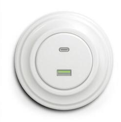 Reblig - Priză USB retro cu porturi A+C și ramă, alb zăpadă (RG0151K)