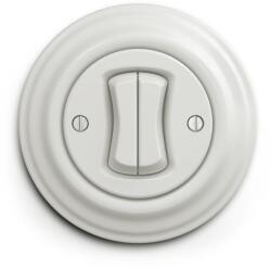 Reblig - Întrerupător retro în serie cu ramă nr. 5, alb ceramic (RG0007B)