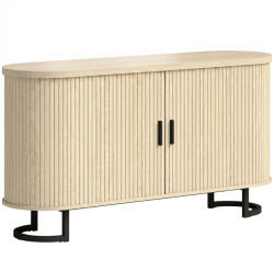 HOMCOM Bufet living, mobilier de depozitare oval cu 2 uși glisante și polițe reglabile, 140x40x75cm, lemn natural | Aosom Romania (83B-746V81ND) Bufet