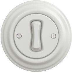 Reblig - Întrerupător încrucișat retro cu ramă nr. 7, alb ceramic (RG0007E)
