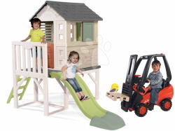 Smoby Set căsuță pe piloni și stivuitor House On Stilts Life Smoby extensibilă cu tobogan de 1, 5 m cu jet de apă (SM810802-20) Casuta pentru copii