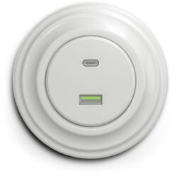 Reblig - Priză retro USB A+C cu ramă ceramică albă (RG0007K)