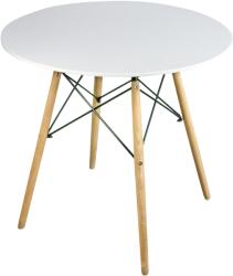 Klubfotel Skandináv stílusú kerek étkező asztal TODI 80cm - fehér/natúr láb
