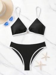 Shein Fekete Bordázott Kétrészes Bikini Fürdőruha Shein M