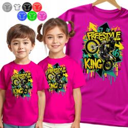  Gyerek Póló T-shirt Freestyle Király - 16-OS Felirat Fiúknak Xxs (KOSZULKA DZIECIIĘCA SZARY V2 - NR 330)