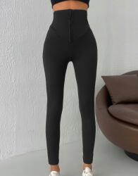 Shein Fekete Bordázott Leggings Magas Derék Klasszikus Shein Hímzéssel XL