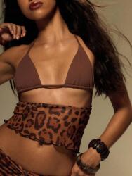 Shein Barna Bikini Felső Állatmintás, Hátul Megkötős Shein S