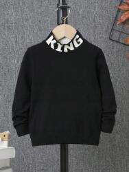 Shein Fekete Golf Pulóver Fehér Felirattal Hosszú Ujjú Sima Shein 122