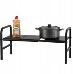 EdiBazzar Könyvespolc Szekrényrendező Fém Állvány Konyhai Polc Fekete 53-88 Cm (Organizer Półka Czarna Rozsuwana 53–88 cm)