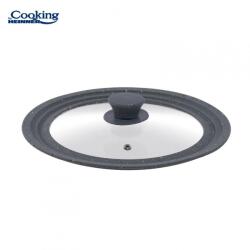 Heinner Capac Sticla cu Margine din Silicon Ajustabila pe 3 Dimensiuni 28/30/32cm, Gri, Cooking By Heinner (HR-AER-28D32G)