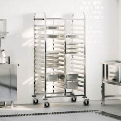 vidaXL Количка за тави с 32 GN контейнера 75x55x162, 5 см неръждаема стомана (4108072)