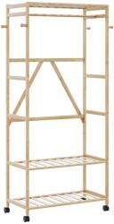 vidaXL Закачалка за дрехи с рафтове и колелца, 90x40x179, 5 см, бамбук (4008921)