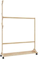 vidaXL Закачалка за дрехи с куки и колелца, 100x35x157 см, бамбук (4008915)