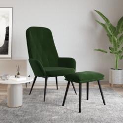 vidaXL Scaun de relaxare cu taburet, verde închis, catifea GartenMobel Dekor (3097621)