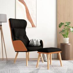 vidaXL Scaun de relaxare cu taburet, negru, piele ecologica/textil GartenMobel Dekor (3097766)