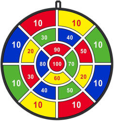  Játék darts tábla, 36 cm átmérőjű, 12 db öntapadós labdával, biztonságos gyermekbarát kialakítással, akasztóval felszerelve, műanyagból készült, 3 éves kortól ajánlott (HOP1001743)
