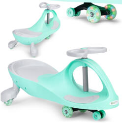 ECOTOYS Wiggle autó, ECOTOYS YM-SW-1, zöld, 79 x 36 x 38, 5 cm, LED-es világító gumírozott kerekek, 360°-ban forgó kormány, beltéri/kültéri, teherbírás: 70 kg, 3 év felett (TF3599)