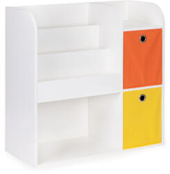 ECOTOYS Gyerek könyvespolc, ECOTOYS ZKB-02A, fehér, 89 x 88 x 35 cm, 2 db kihúzható textil tárolóval, laminált forgácslap (TF2412)