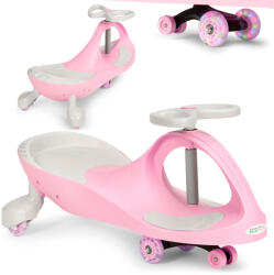 ECOTOYS Wiggle autó, ECOTOYS YM-SW-1, rózsaszín, 79 x 36 x 38, 5 cm, LED-es világító gumírozott kerekek, 360°-ban forgó kormány, beltéri/kültéri, teherbírás: 70 kg, 3 év felett (TF3601)