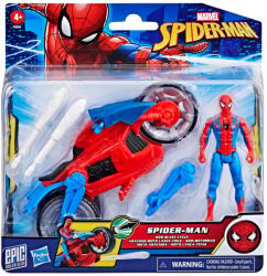 Marvel Set figurina cu motocicleta, Spiderman, Web Blast Cycle 10 cm (F6899) Figurina