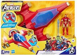 Marvel Figurina cu avion de lupta, Avengers, Iron Man, Repulsor Blast Battle Jet, 10 cm (F9329) Figurina