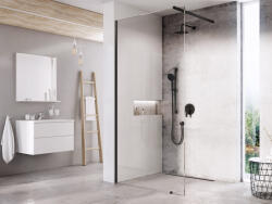 RAVAK Walk-In Wall Szett 80, zuhanykabin fekete+transparent (GW9W4030SZ1) - kazanmarket