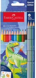 Faber-Castell Színes ceruza készlet hatszögletű DINOSZAURUSZ + matrica Faber-Castell 10+3klf. szín (FC111213) - web24