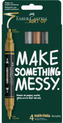 Faber-Castell Akril marker készlet, kétvégű MULTIMARK metálszínek Faber-Castell arany, ezüst, réz, acélszürke 4klf. szín (FC186004) - web24