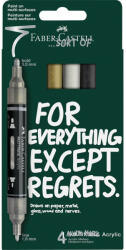 Faber-Castell Akril marker készlet, kétvégű MULTIMARK klasszikus színek Faber-Castell fehér, ezüst, arany, fekete 4klf. szín (FC186010) - web24
