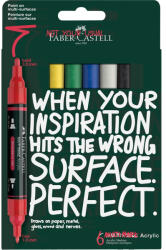 Faber-Castell Akril marker készlet, kétvégű MULTIMARK alapszínek Faber-Castell fehér, sárga, eperpiros, zöld, kék, fekete 6klf. szín (FC186003) - web24
