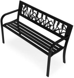  Kerti pad, MultiGarden WYI-XG279, fekete, 120 x 50 x75, 5 cm, porfestett acél, háttámlával, virágmintás motívumokkal, teherbírás: 260 kg (TF5188)