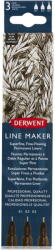 Derwent Liner DERWENT Professional, 3 dimensiuni, varf subtire si uscare rapida, 3 buc/set, negru (DW-2305560)
