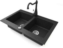 NERO Verso Gránit Mosogató - Kétmedencés - 75 cm