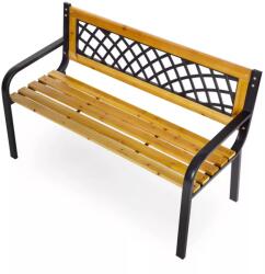  Kerti pad, MultiGarden WYI-XG2090, fekete, 118, 5 x 52 x 73 cm, porfestett acél váz, fa ülőlap, áttört háttámla, PVC díszbetét, teherbírás: 260 kg (TF5191)