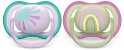 Philips Suzeta Ultra air play - fete - curcubeu - 0-6 luni - 2 bucăți (14A0E0)