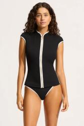 Seafolly fürdőruha top női Cap Sleeve Sunvest - fekete L