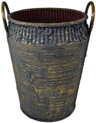 Zhangjiagang Huaxia Headgear Co. , Ltd Bádog kaspó, szürke, arany csíkos, 2 füllel, 23 x 16 cm (080921)