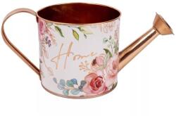  Bádog öntözőkanna, rózsa mintás, metál rosegold