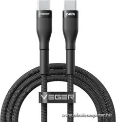 VEGER USB-C - USB-C kábel - 240W Power Delivery, 1.5m, erősített fonott kivitel (6977525752599)