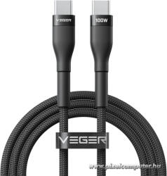 VEGER USB-C - USB-C kábel - 100W Power Delivery, 1, 5 m, megerősített fonott kivitel (6977525752612)