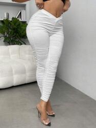 Shein Fehér Sima Leggings Magas Derekú Fodros Nadrágszár Shein Xs