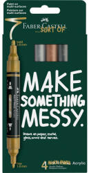 Faber-Castell Akril marker készlet, kétvégű MULTIMARK metálszínek Faber-Castell arany, ezüst, réz, acélszürke 4klf. szín