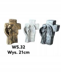 Mondex Kereszt figura angyallal 8x14x22cm szürke (5905771400859)