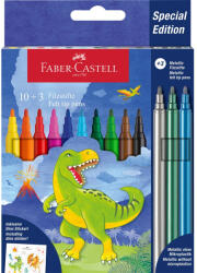 Faber-Castell Rostirón, filctoll készlet, kastélyos DINOSZAURUSZ + matrica Faber-Castell 10+3 klf. szín (68254) - irodaszerpiac
