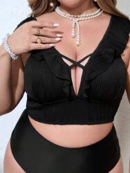 Shein Fekete Bikini Felső Fodros Állítható Vállpánt Sima Shein 50