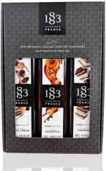 1883 Maison Routin 1883 Díszdobozos Ajándékszett 3X25cl (Mogyoró szirup, Amaretto szirup, Sóskaramell szirup) (szett3)